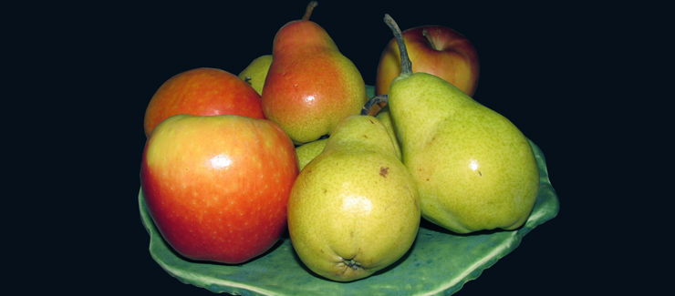 Äpplen och päron på ett fat - äpple och päron skyddar hjärnan
